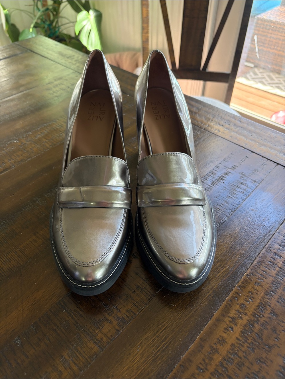 Naturalizer Metallic Silver Penny Loafers
